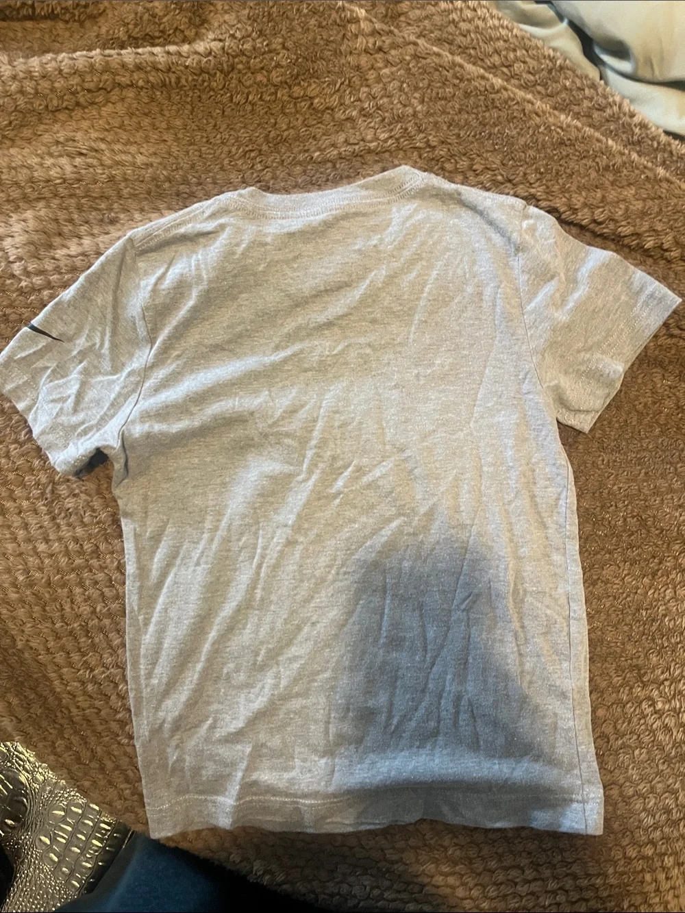 Nike Gray Tee with Orange Swoosh and Black Text